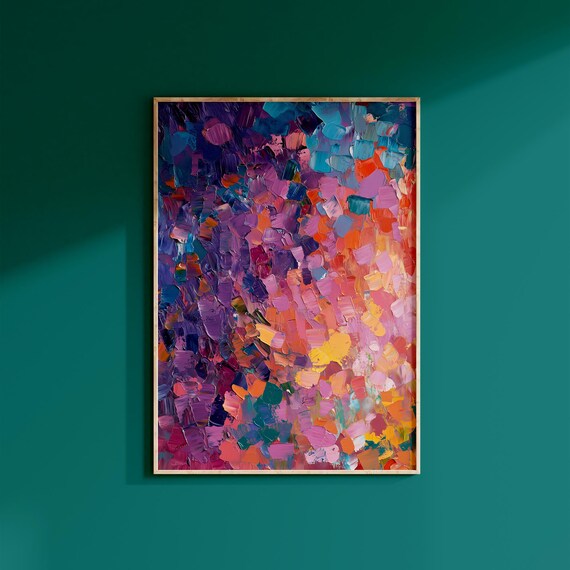 Vibrant Abstract Wall Art Colorful Modern Art Print For Contemporary Home Decor Bold Textured Brush Strokes Painting