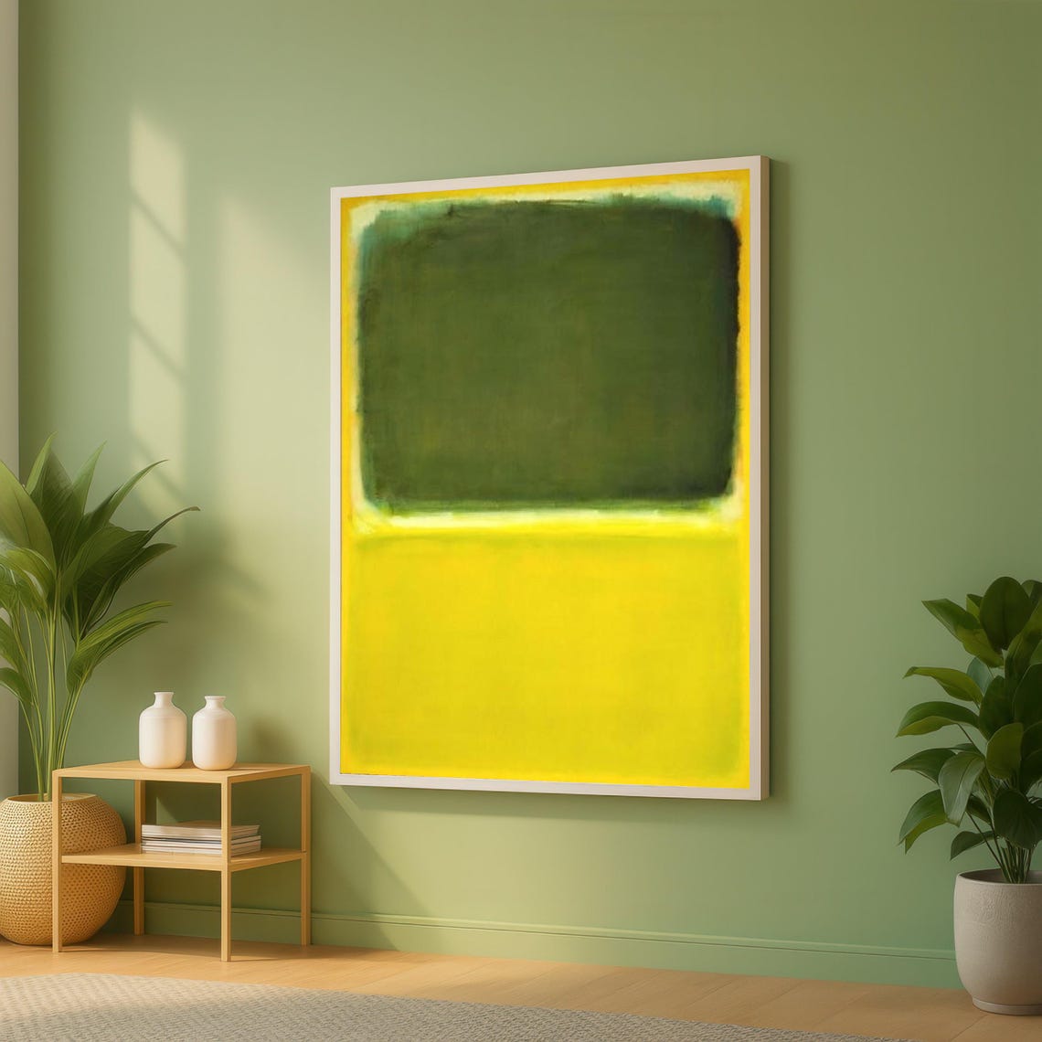 Rothko Style Abstract Color Field Olive Green Yellow Canvas Print