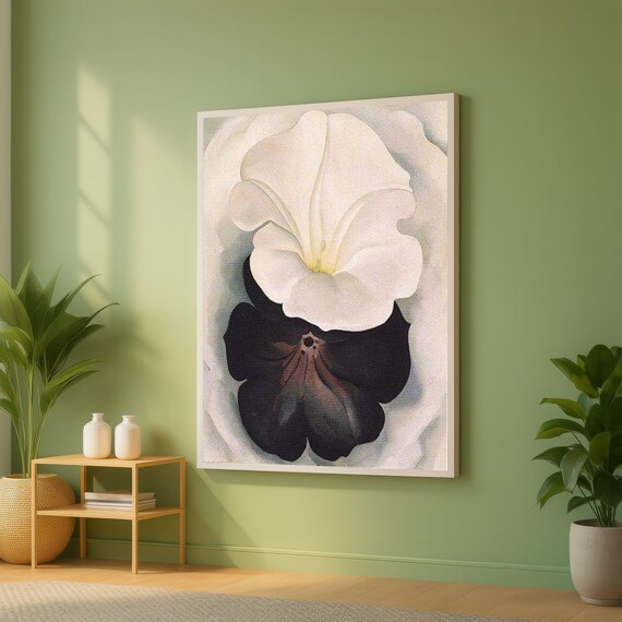 Black and White Floral Bloom Modern Botanical Canvas Wall Art