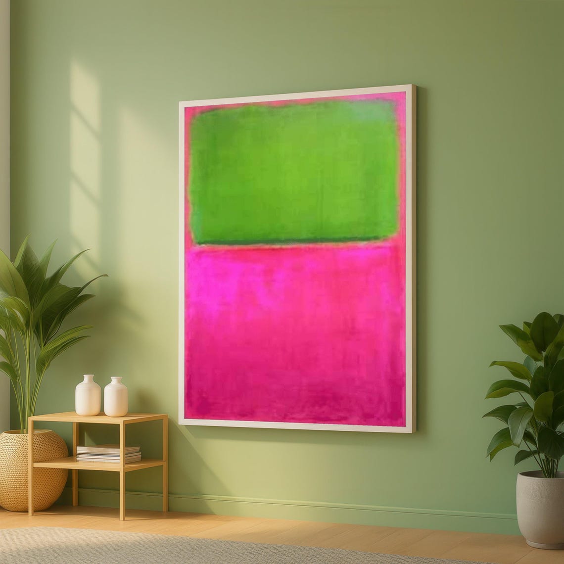 Rothko Style Green Pink Two Tone Color Field Abstract Poster
