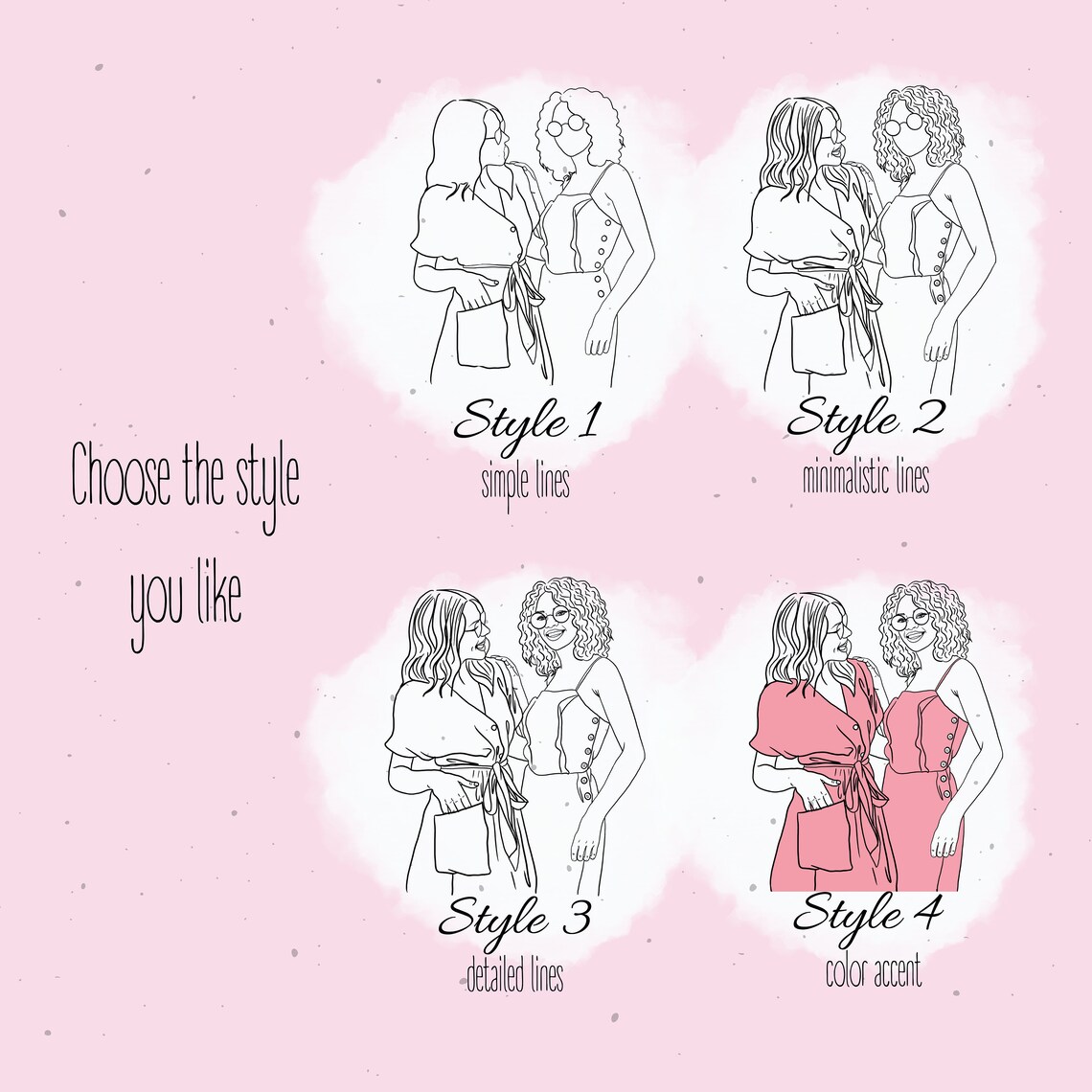 Best Friend Gift, Minimal Line Art Anniversary - Image 2