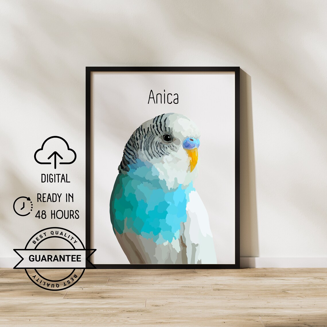 Custom Parrot Portraits, Personalized Pet Drawing
