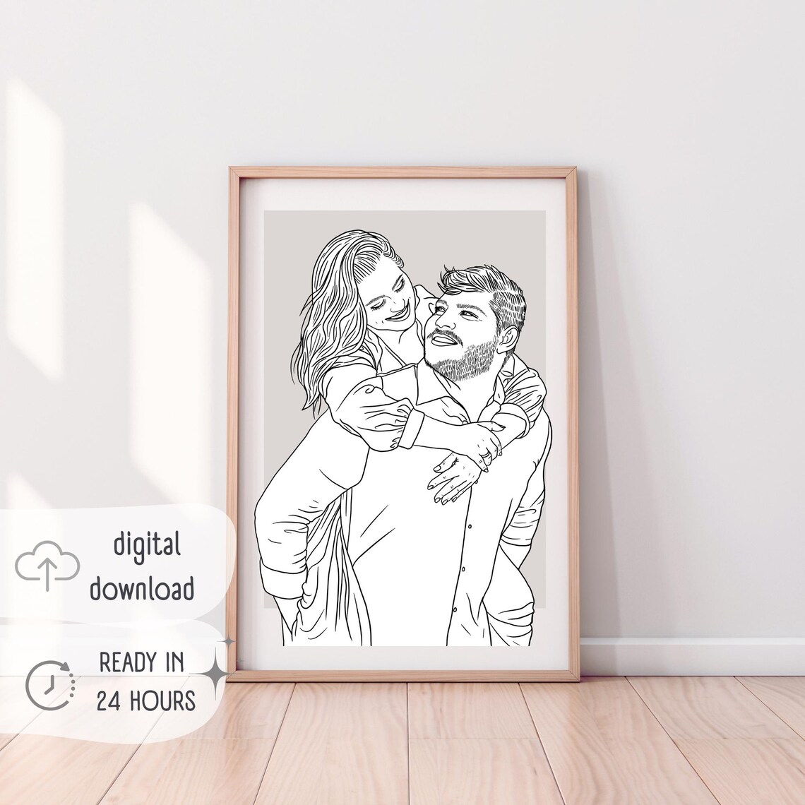 Personalized Family Line Art Portrait, Christmas Poster