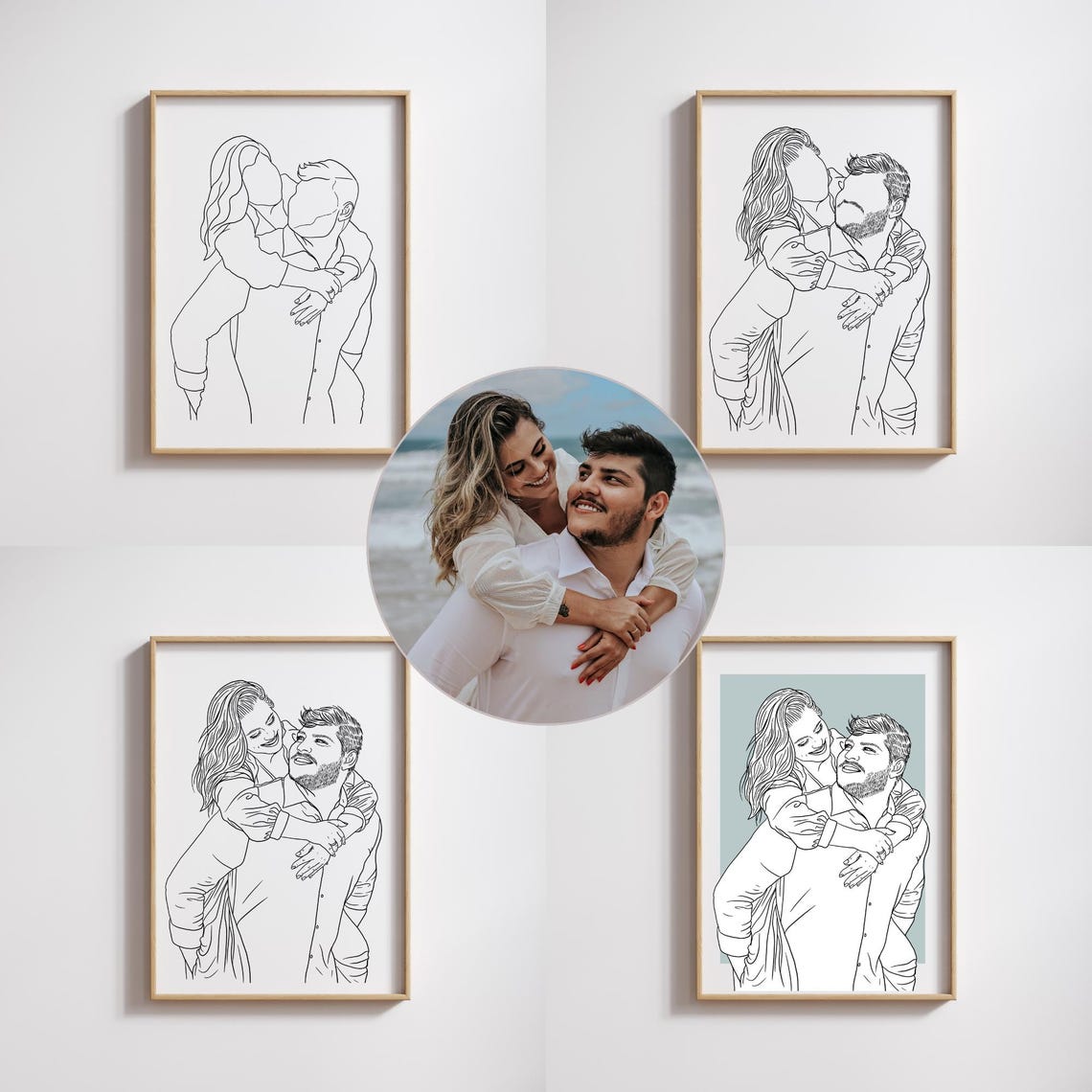 Custom Line Art Couple Portrait, Personalized Art Print - Image 3