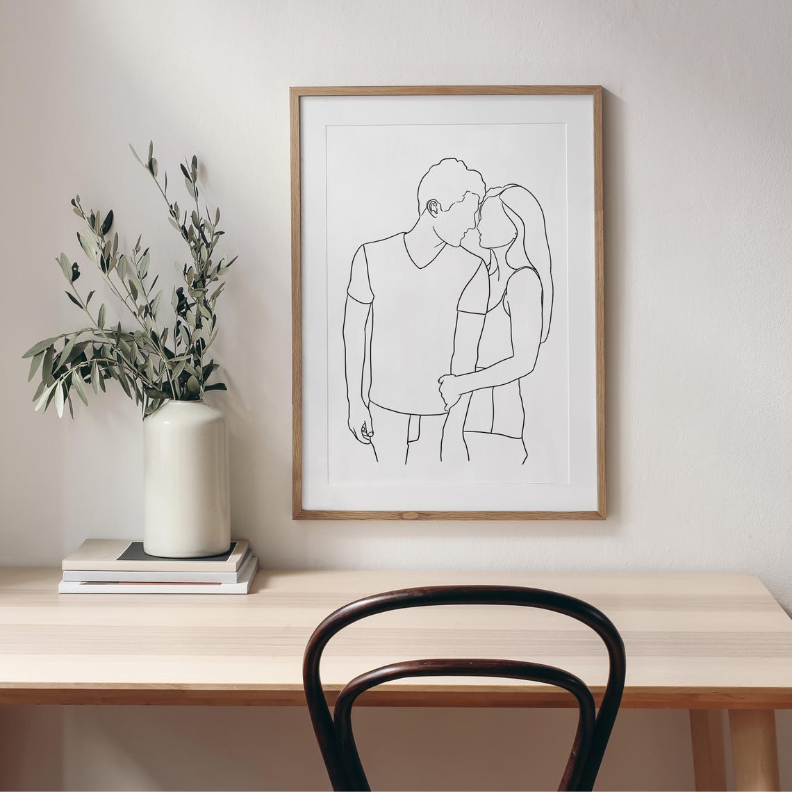 Couples Portrait Custom Line Drawing, Minimalist Art Print - Image 4