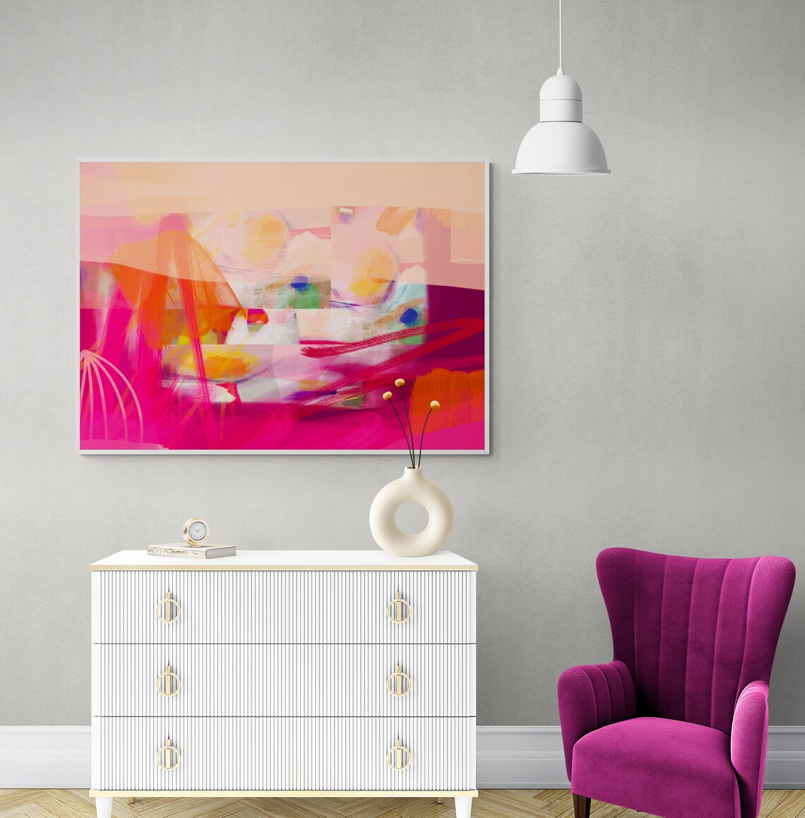 Fuchsia Coral Abstract Art Print, Modern Decor - Image 2