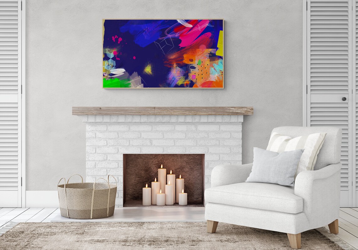 Frame TV Colorful Bright Blue Abstract Art Print - Image 3