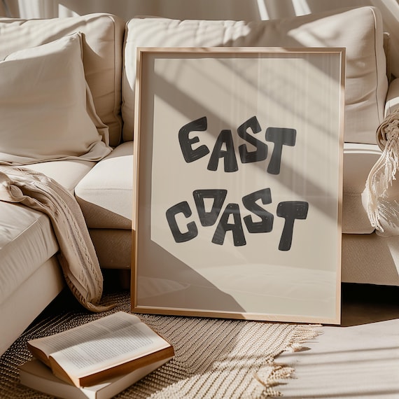 East Coast Hand Lettered Sign Neutral Cream Minimalist Coastal Poster
