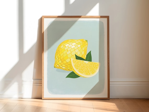 Lemon Art Print, Beachy Kitchen Decor