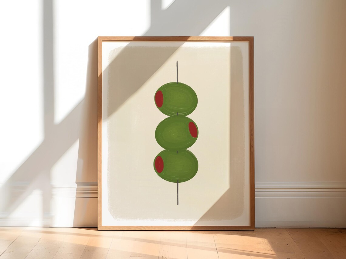 Olives Art Print, Cocktail Poster for Kitchen
