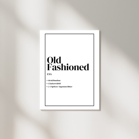 Old Fashioned Cocktail, Vintage Bar Art Print