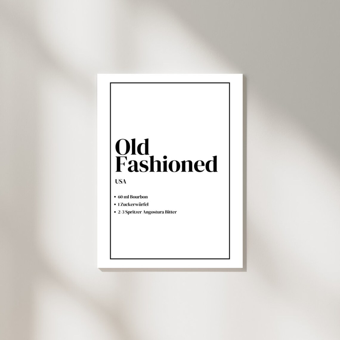 Old Fashioned Cocktail, Vintage Bar Art Print