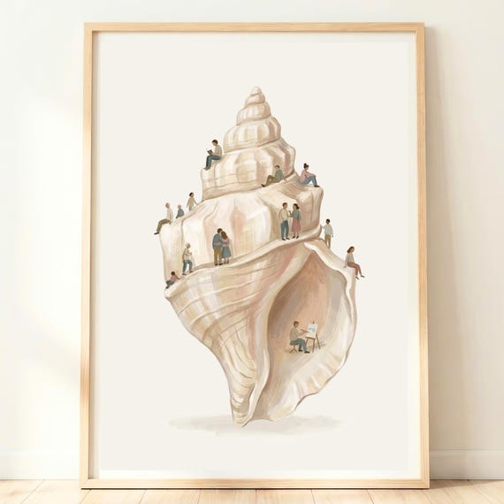 Shell Wall Art Beach Decor White Coastal Beachy Aesthetic Seashell Print Home
