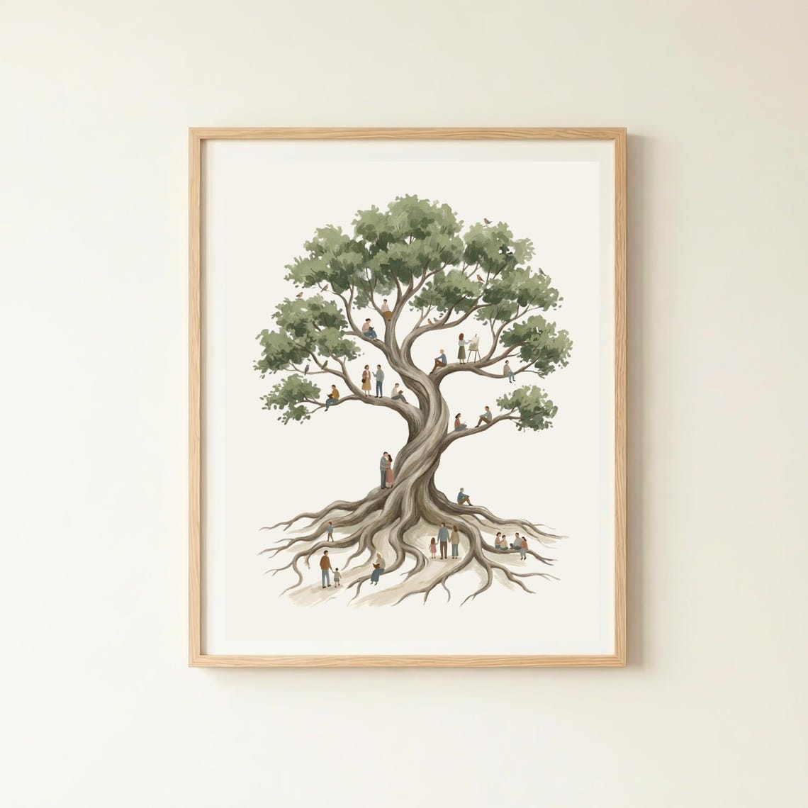 Tree of Life with Tiny People Gathering Whimsical Nature Poster