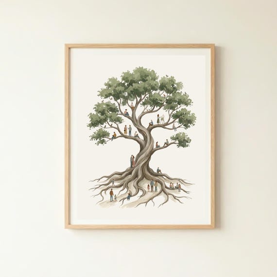 Tree Of Life Wall Art Nature Print Whimsical Folk Woodland Decor Symbolic Artwork Spiritual Home