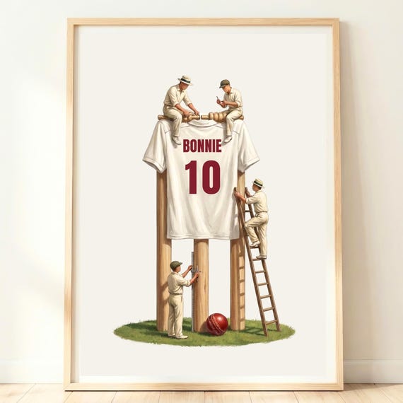 Bonnie Number 10 Cricket Shirt On Stumps Personalized Sports Team Poster