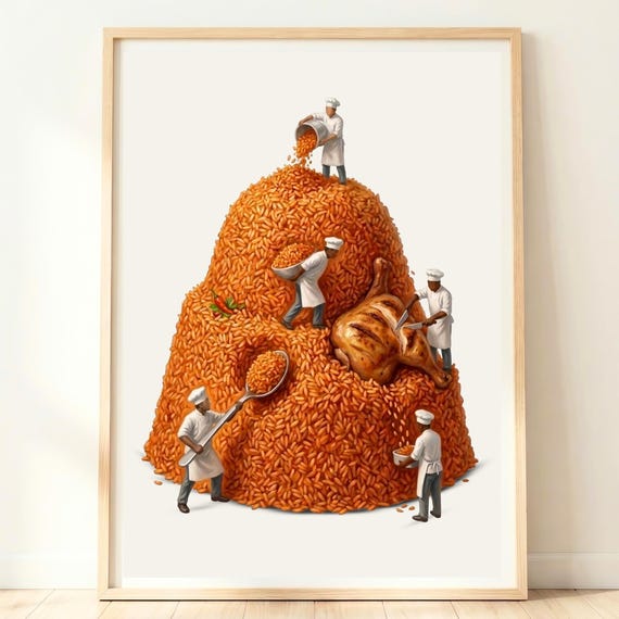 Jollof Rice Wall Art Nigerian Food Print African Kitchen Decor Lover Gift Folk