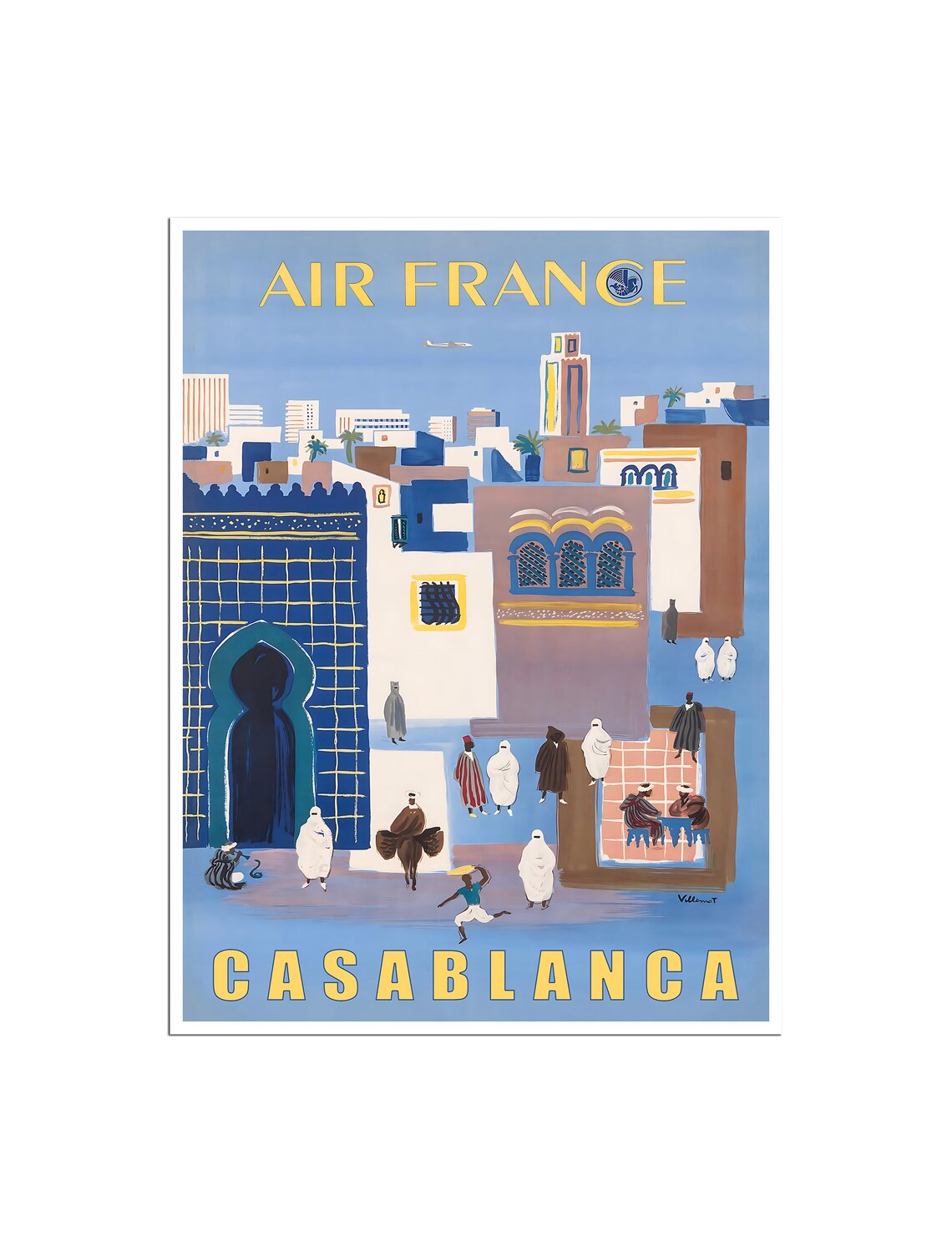 Casablanca Morocco Air France Medina Gate Vintage Airline Poster