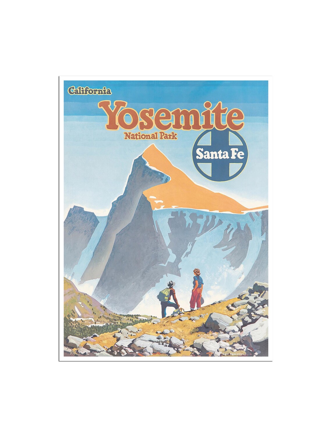 California Yosemite National Park Vintage Santa Fe Railroad Poster