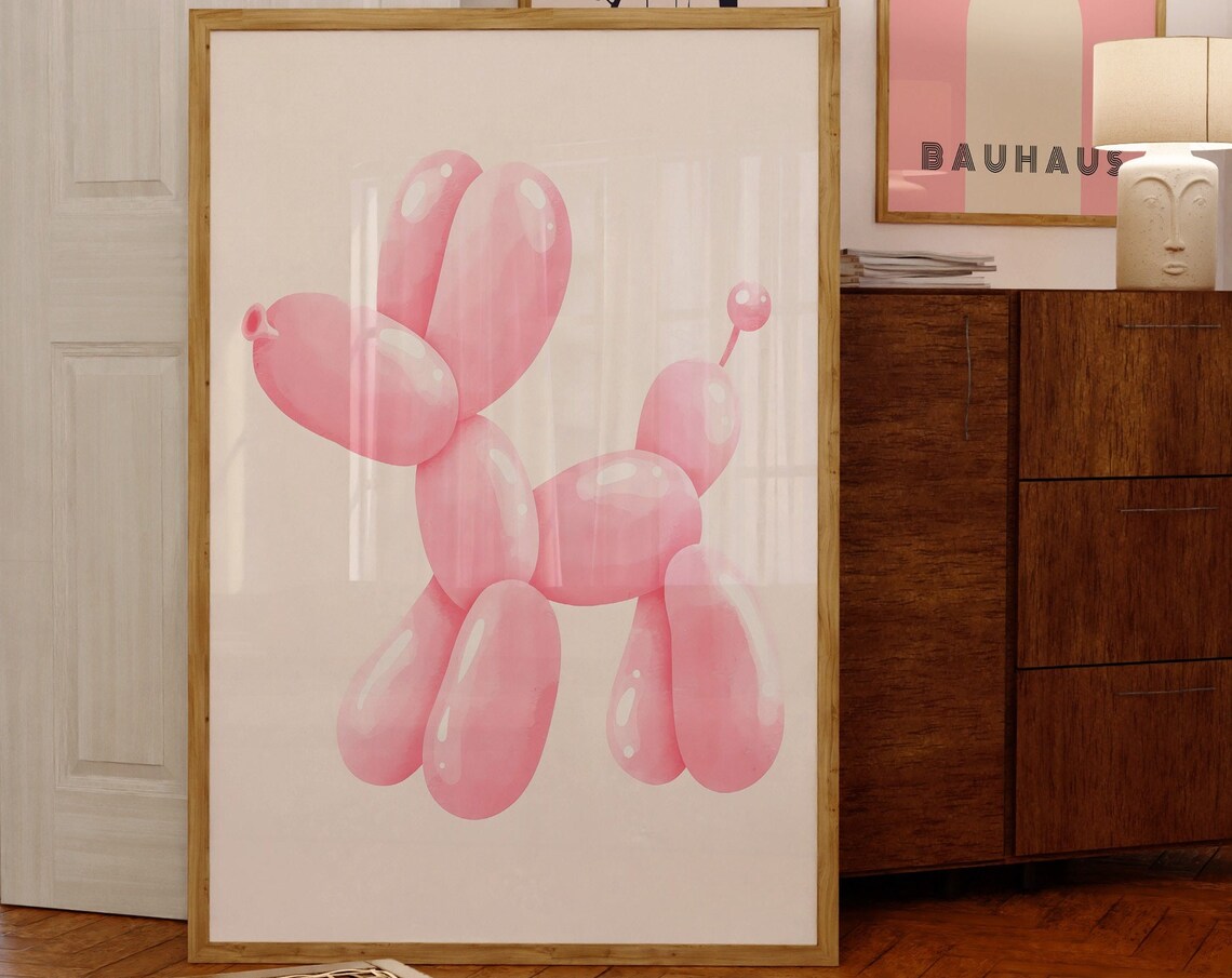 Pink Balloon Dog Cute Preppy Pop Art Teen Bedroom Decor Poster - Image 3