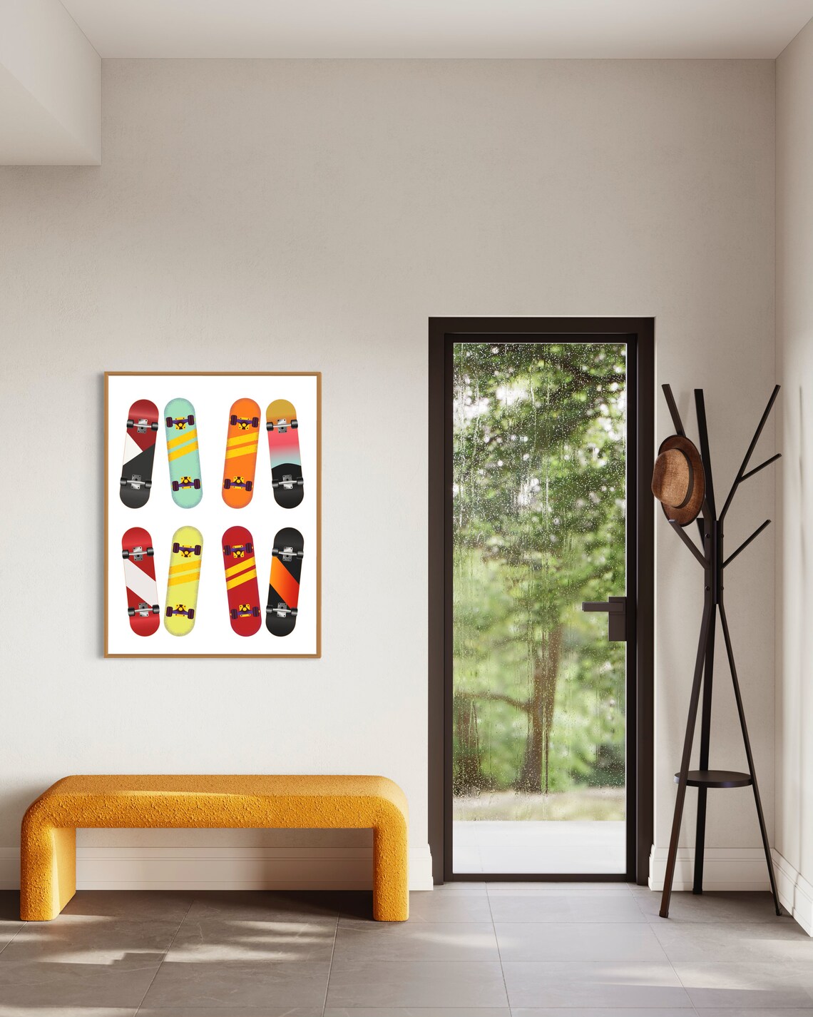 Colorful Retro Skateboard Deck Collection Teen Room Art Poster - Image 3