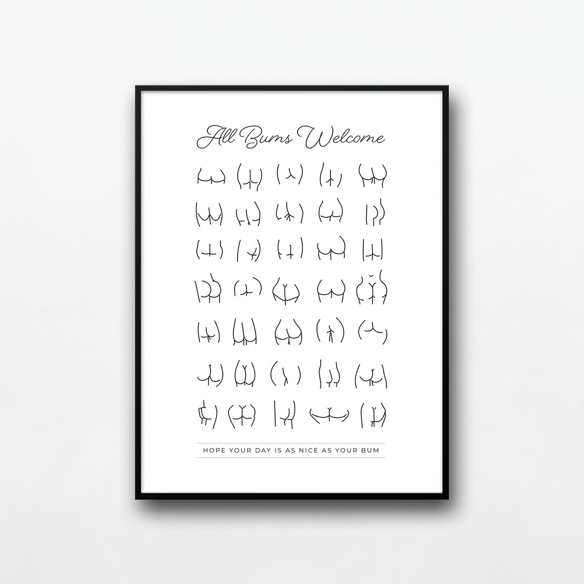 All Bums Welcome Bathroom Print, Funny Wall Decor