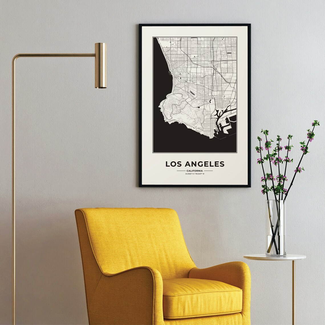 Los Angeles California Detailed City Street Map Minimalist Poster - Image 2