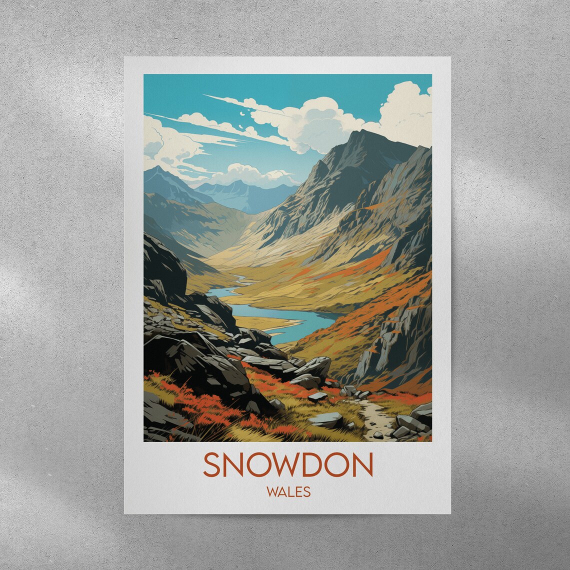Mount Snowdon Travel Poster, Wales Custom Personalised - Image 4