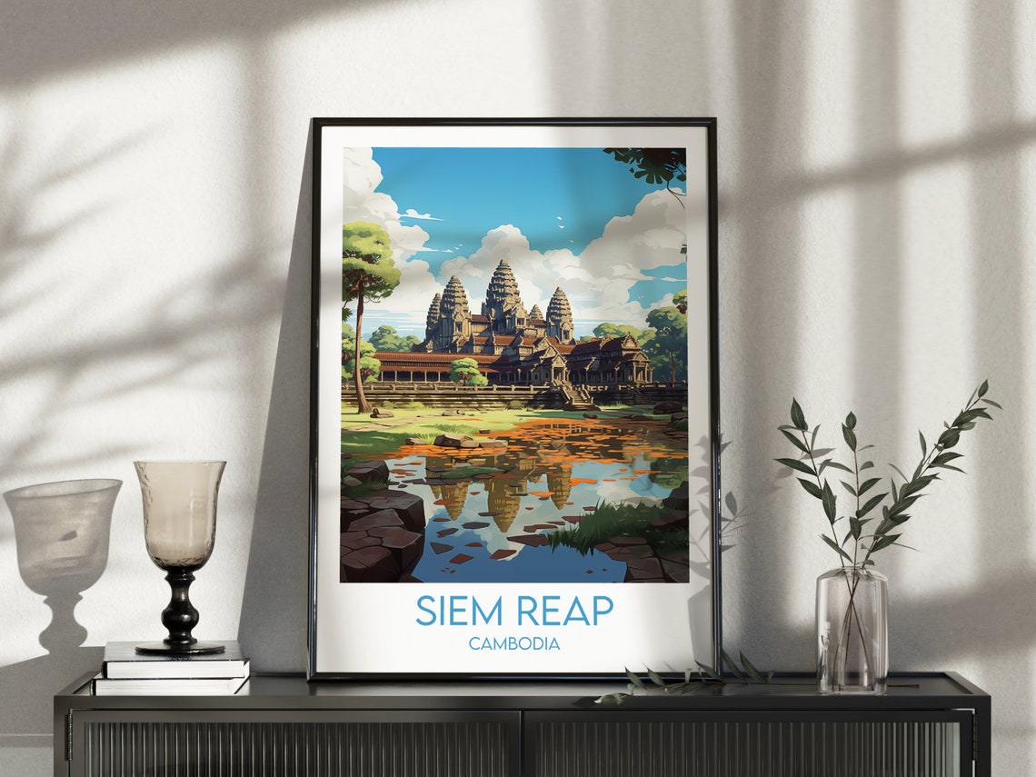 Siem Reap Cambodia Angkor Wat Temple Reflection Travel Poster - Image 5