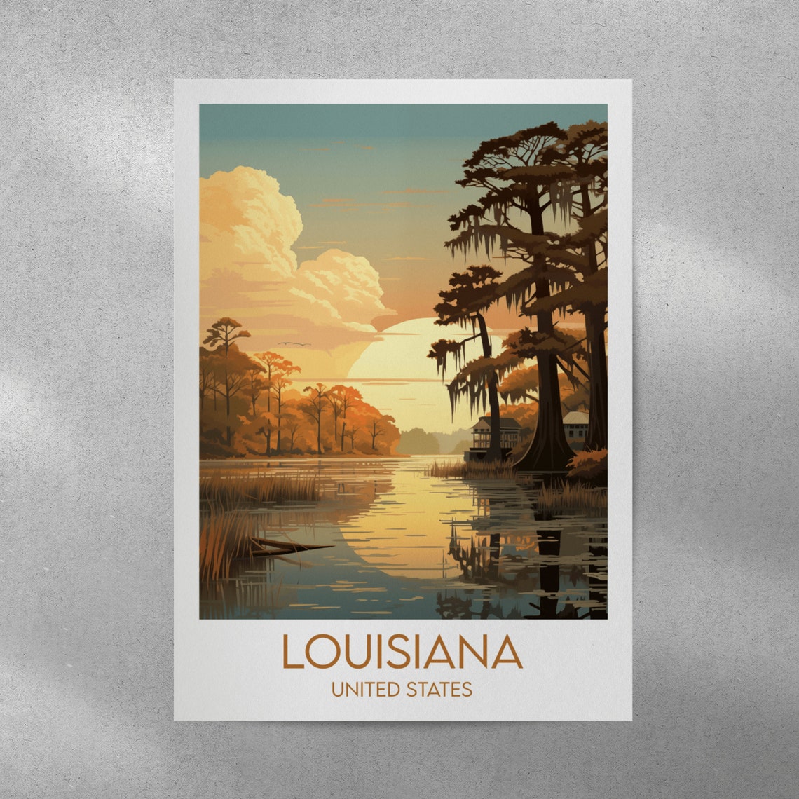 Louisiana Bayou Sunset Cypress Trees Wetland United States Poster - Image 4