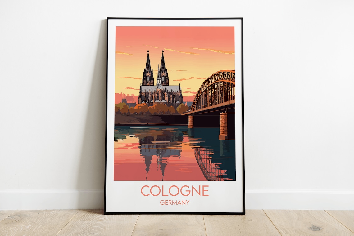 Cologne Travel Poster, Germany Place Print