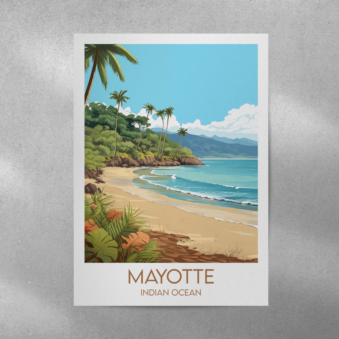 Mayotte Indian Ocean Tropical Beach Paradise Vintage Style Poster - Image 4