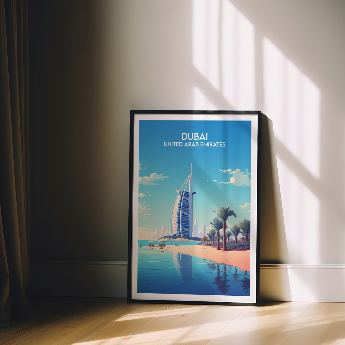 Dubai United Arab Emirates Burj Al Arab Beach Palms Travel Poster - Image 2