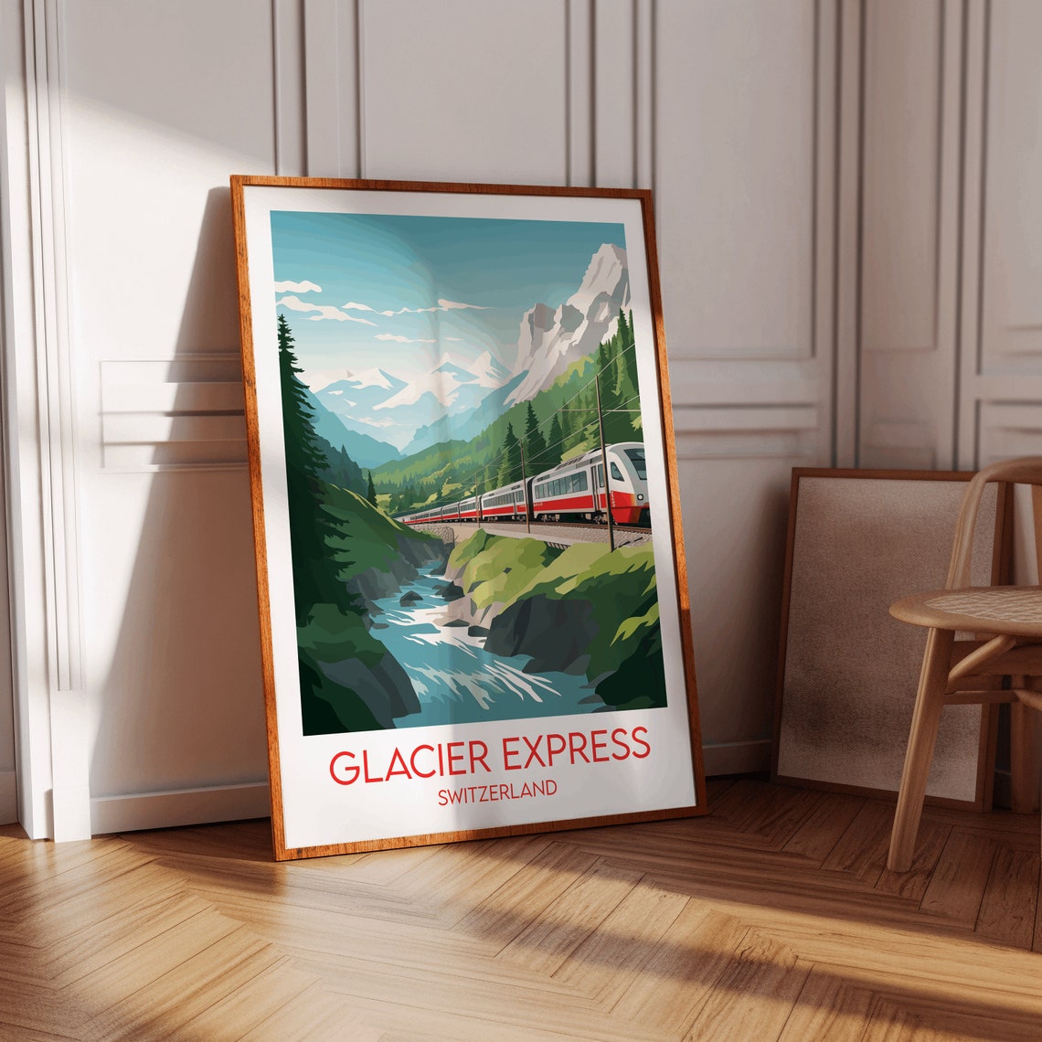 Glacier Express Switzerland Red Train Alpine Railway Travel Poster - Image 2