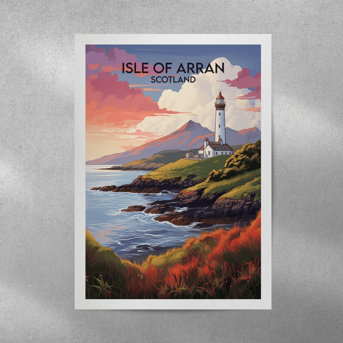 Isle Of Arran Scotland Lighthouse Sunset Coast Travel Poster - Image 3