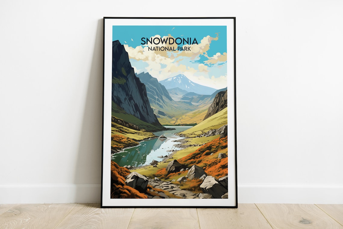 Snowdonia National Park Travel Poster, Wales