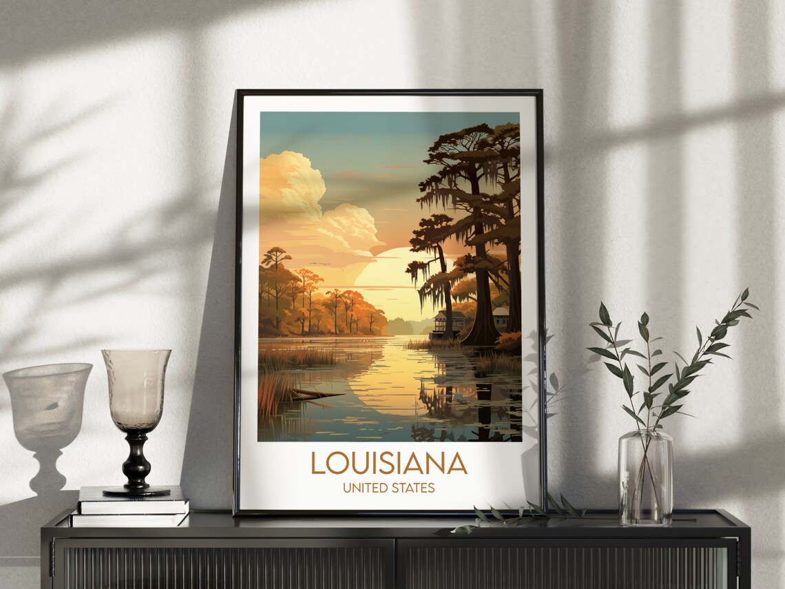 Louisiana Bayou Sunset Cypress Trees Wetland United States Poster - Image 5