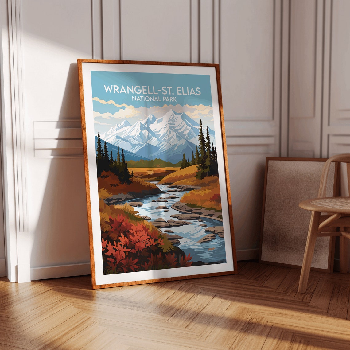 Wrangell St Elias National Park Alaska Autumn River Travel Poster - Image 3