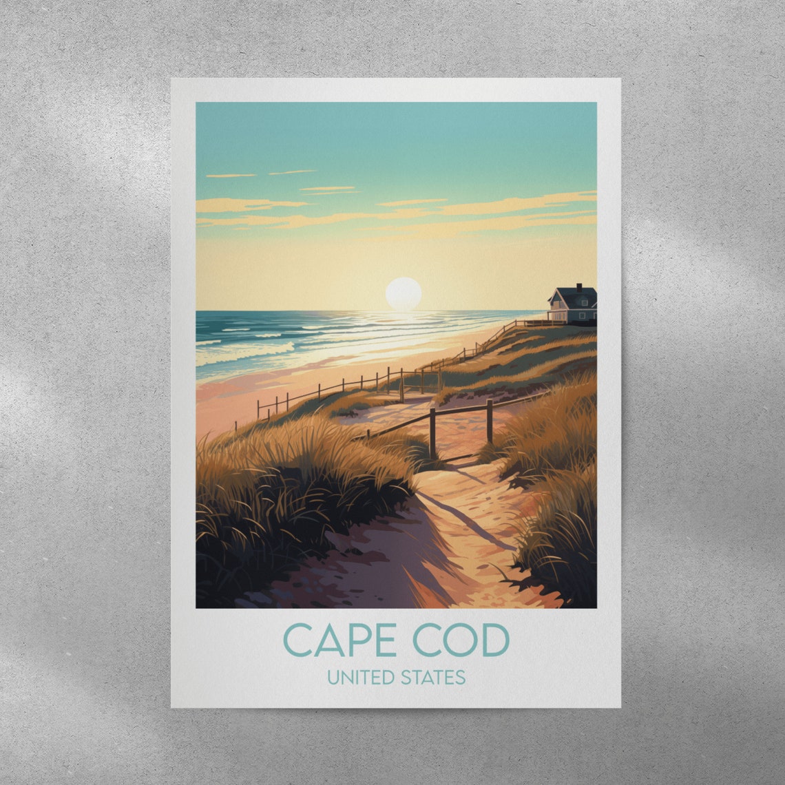 Cape Cod United States Sunset Dune Path to the Beach Travel Poster - Image 3