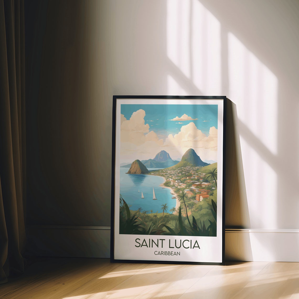 St Lucia Travel Print Caribbean Poster Custom Personalised Wedding Birthday Gift - Image 2
