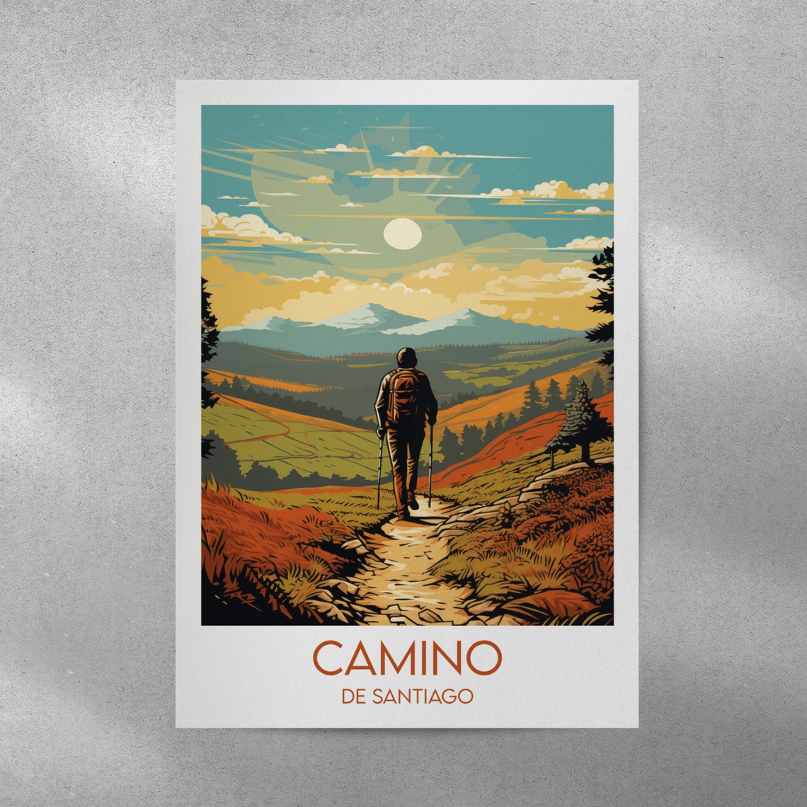 Camino de Santiago Spain Hiking Pilgrim Mountain Trail Poster - Image 4