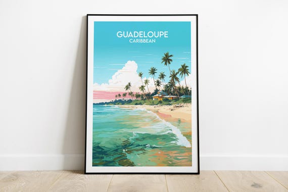 Guadeloupe Travel Print Caribbean Poster Custom Personalised Wedding Birthday Gift