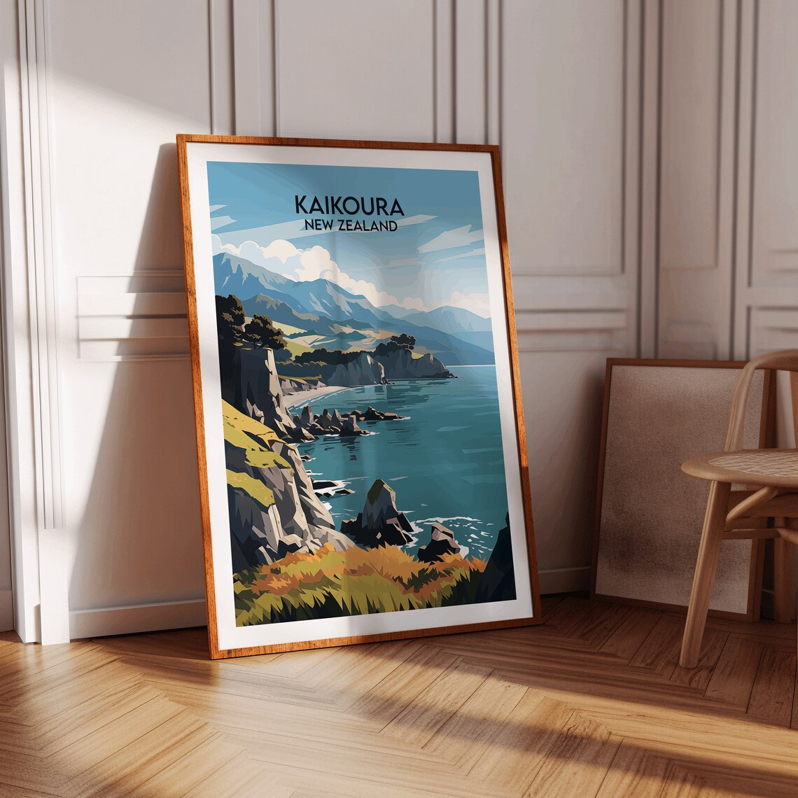 Kaikoura New Zealand Rocky Cove Ocean Scenic Retro Travel Poster - Image 2