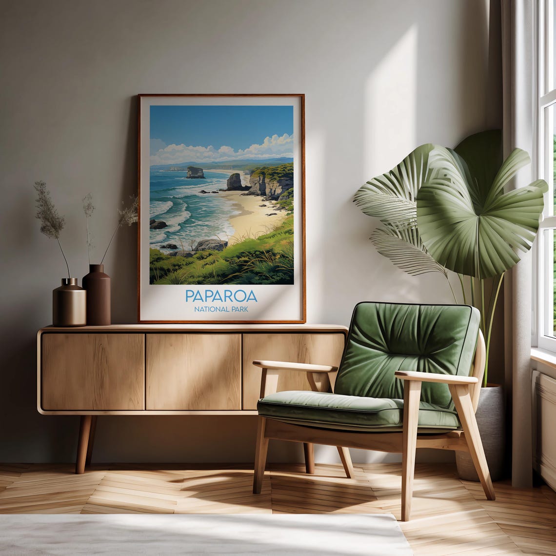 Paparoa National Park Sandy Beach Coast Vintage Travel Poster - Image 2