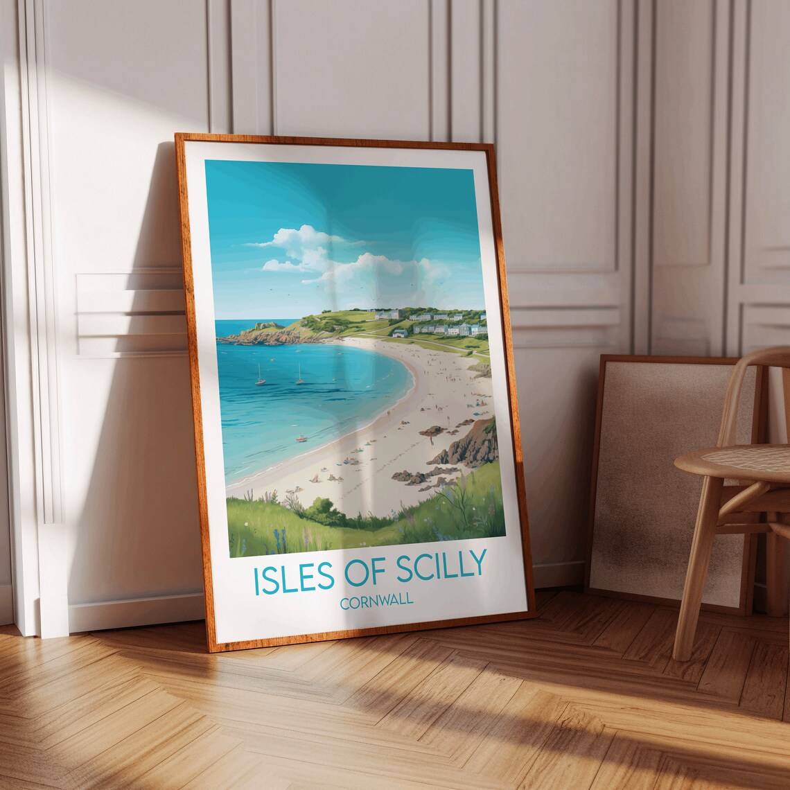 Isles Of Scilly Cornwall Beach Bay Illustrated Travel Poster - Image 2