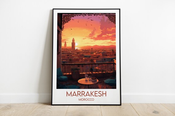 Marrakesh Travel Print Morocco Poster Custom Personalised Wedding Birthday Gift