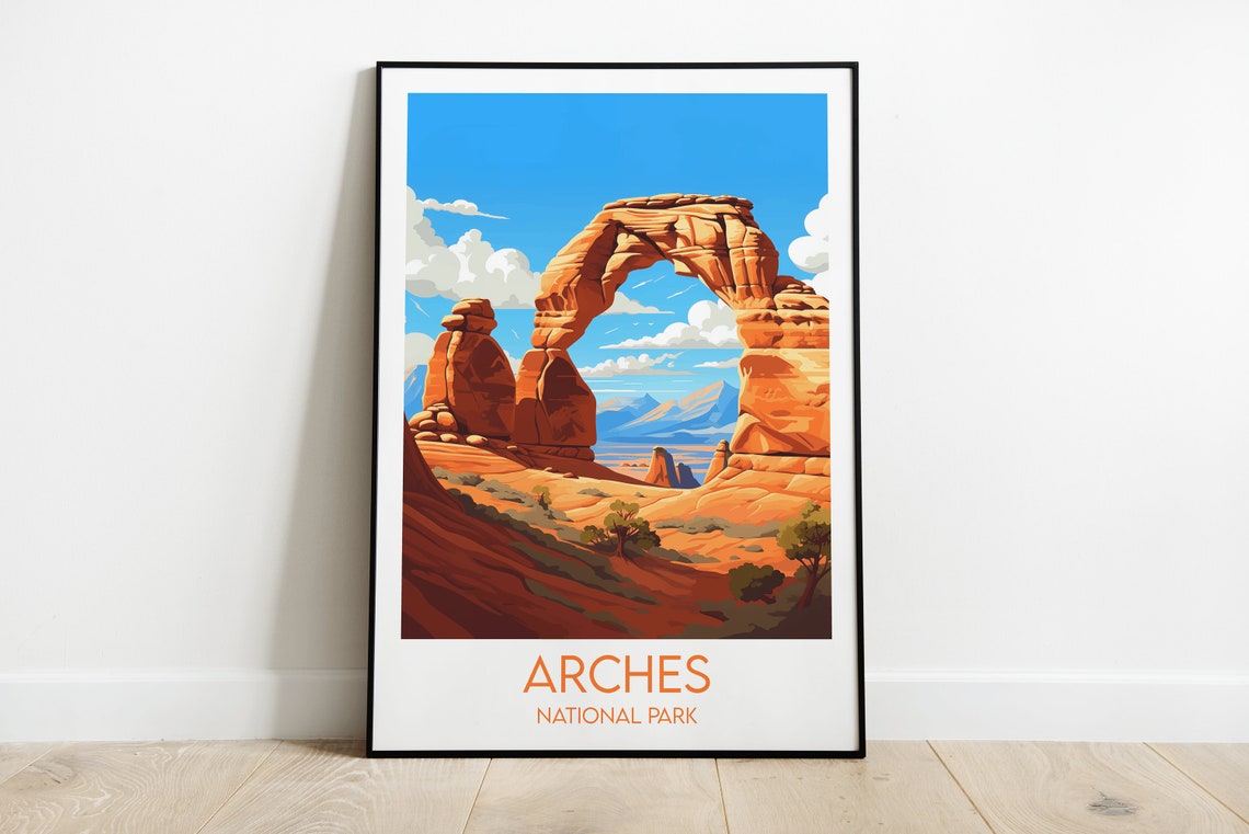 Arches National Park Utah Red Rock Arch Desert Retro Travel Poster