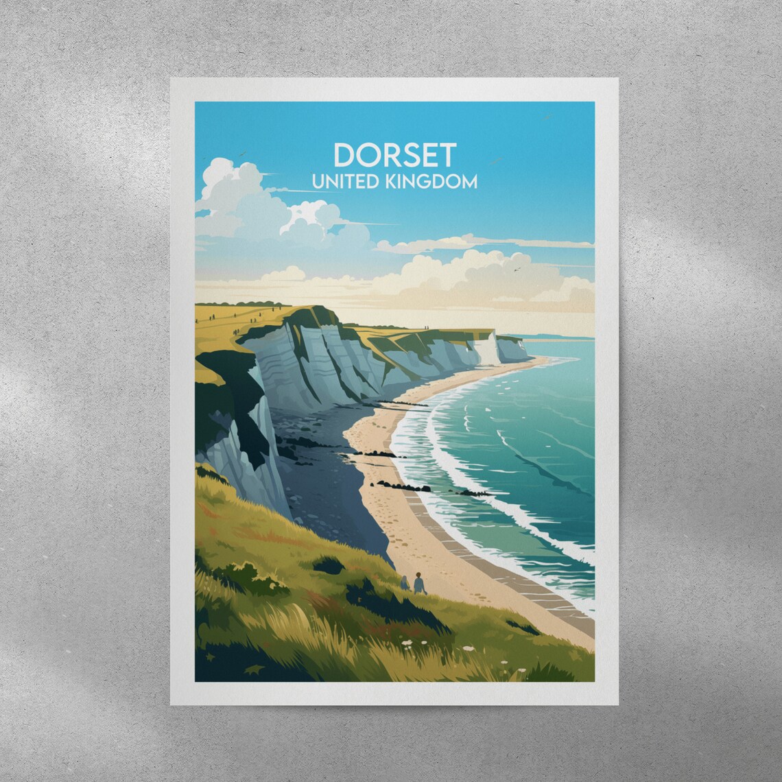 Dorset United Kingdom White Cliffs Beach Coast Travel Poster - Image 5