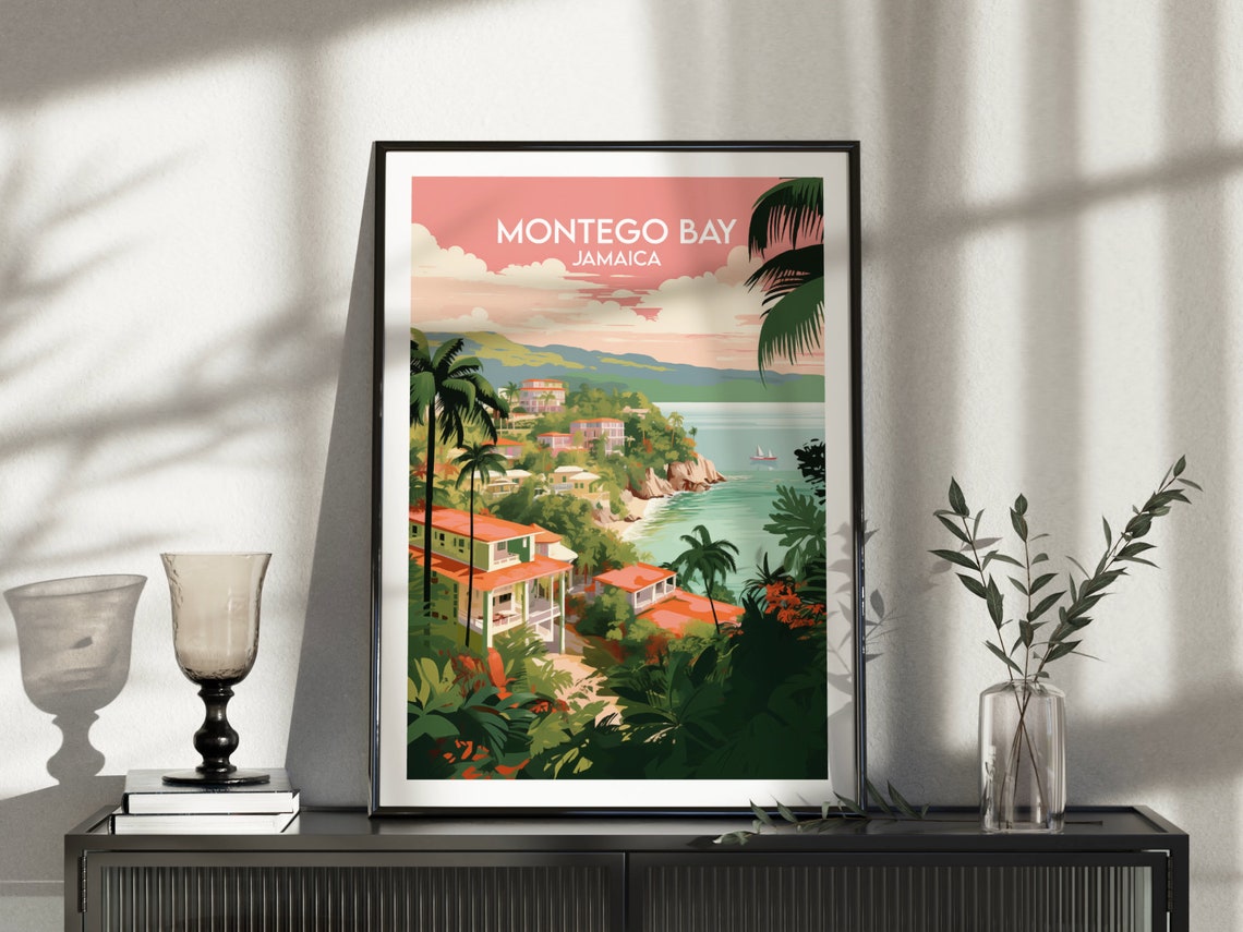Montego Bay Travel Print Jamaica Poster Custom Personalised Wedding Birthday Gift - Image 4