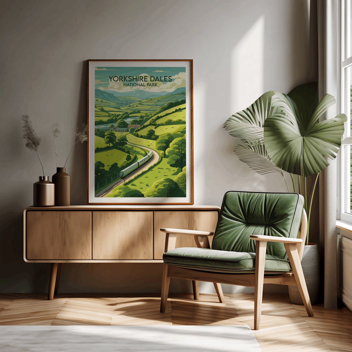 Yorkshire Dales National Park Countryside Train Vista Travel Poster - Image 3